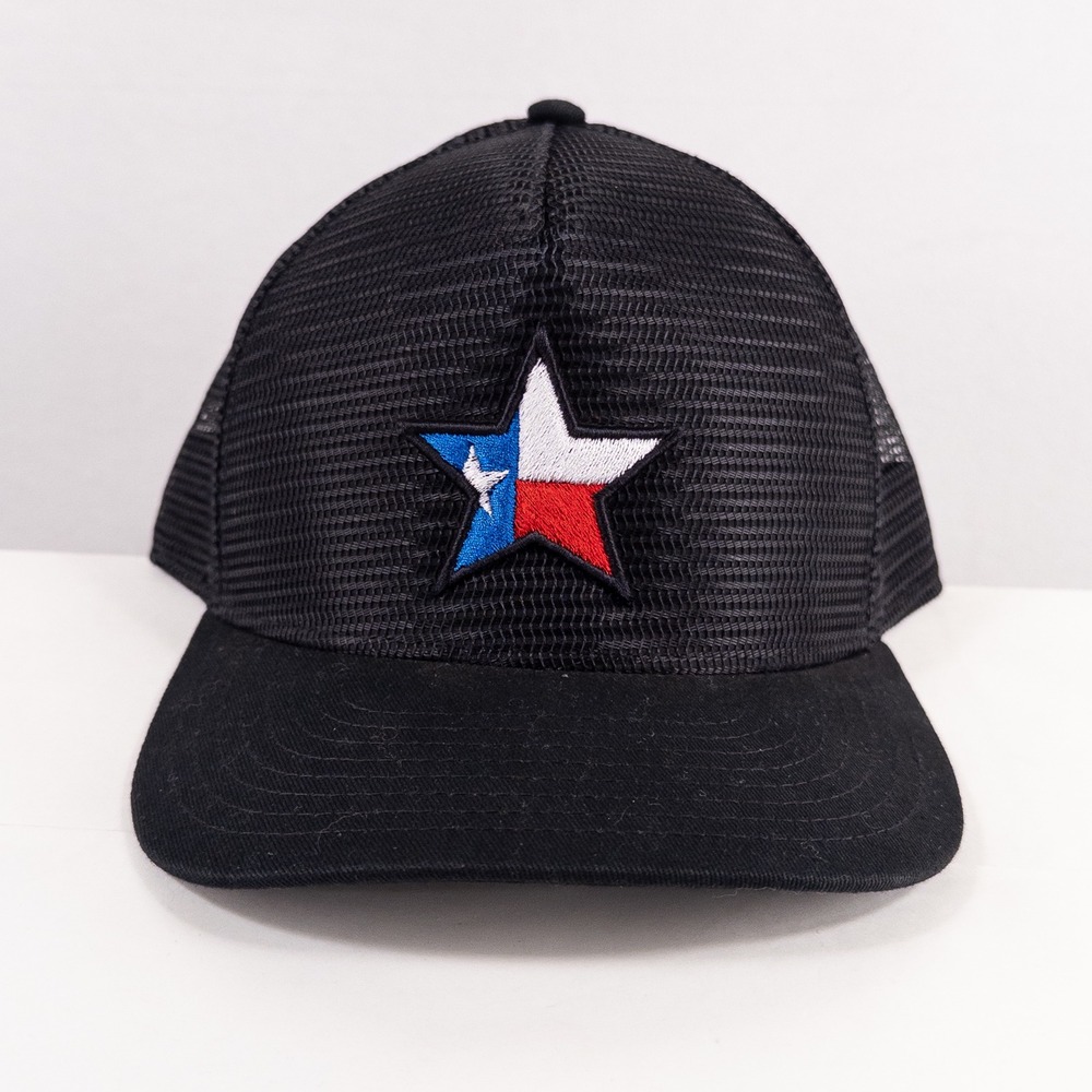 Pacific Headwear Texas Star Trucker Hat Adult OSFM Black Mesh Snapback Western